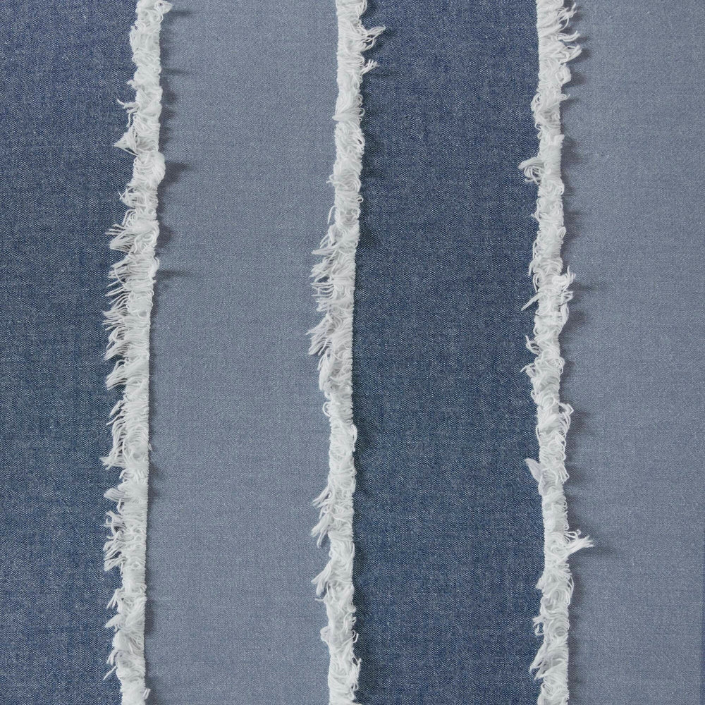 3 Pieces Full/Queen Striped Cotton Comforter Set,Blue Media 15