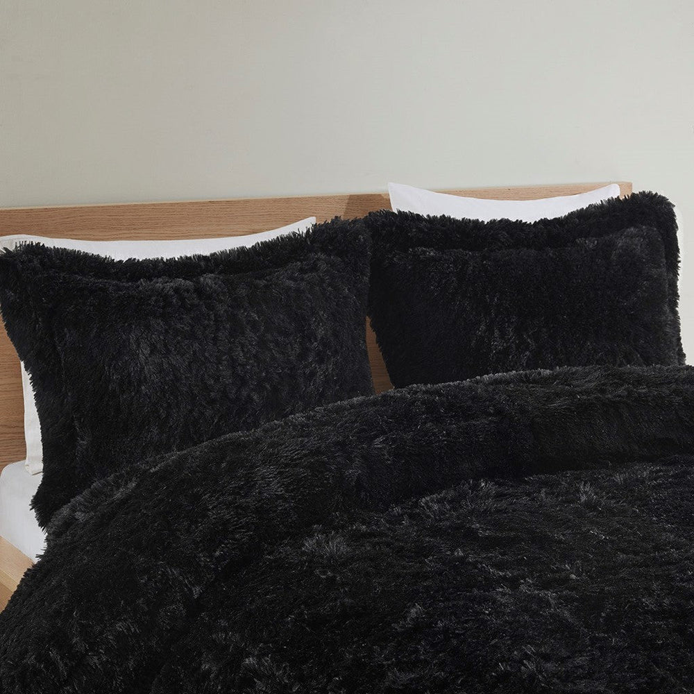 Full/Queen Shaggy Long Fur Comforter Mini Set Media 9
