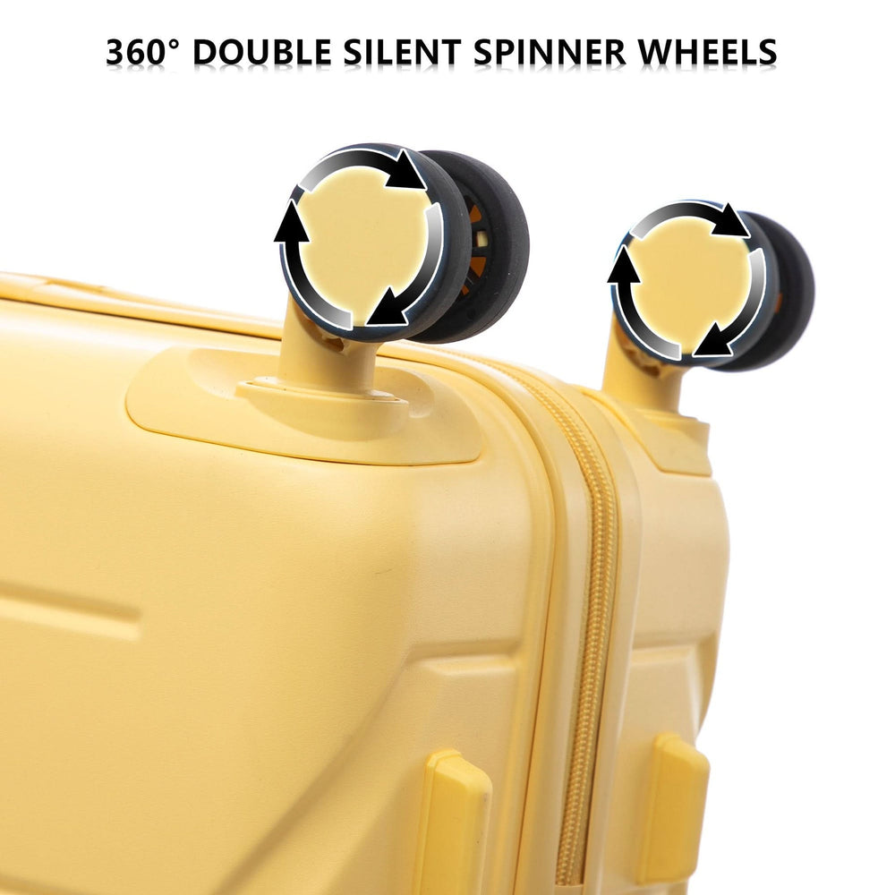 ABS Luggage Set Spinner Wheel 3-Piece Yellow Waterproof Travel Case 20 24 28 Inch Media 10