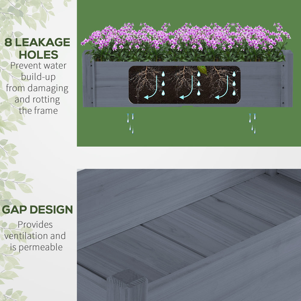 Outsunny 34'x34'x28' Raised Garden Bed, 2-Tier Elevated Wood Planter Box for Backyard, Patio to Grow Vegetables, Herbs, and Flowers, Gray Media 4