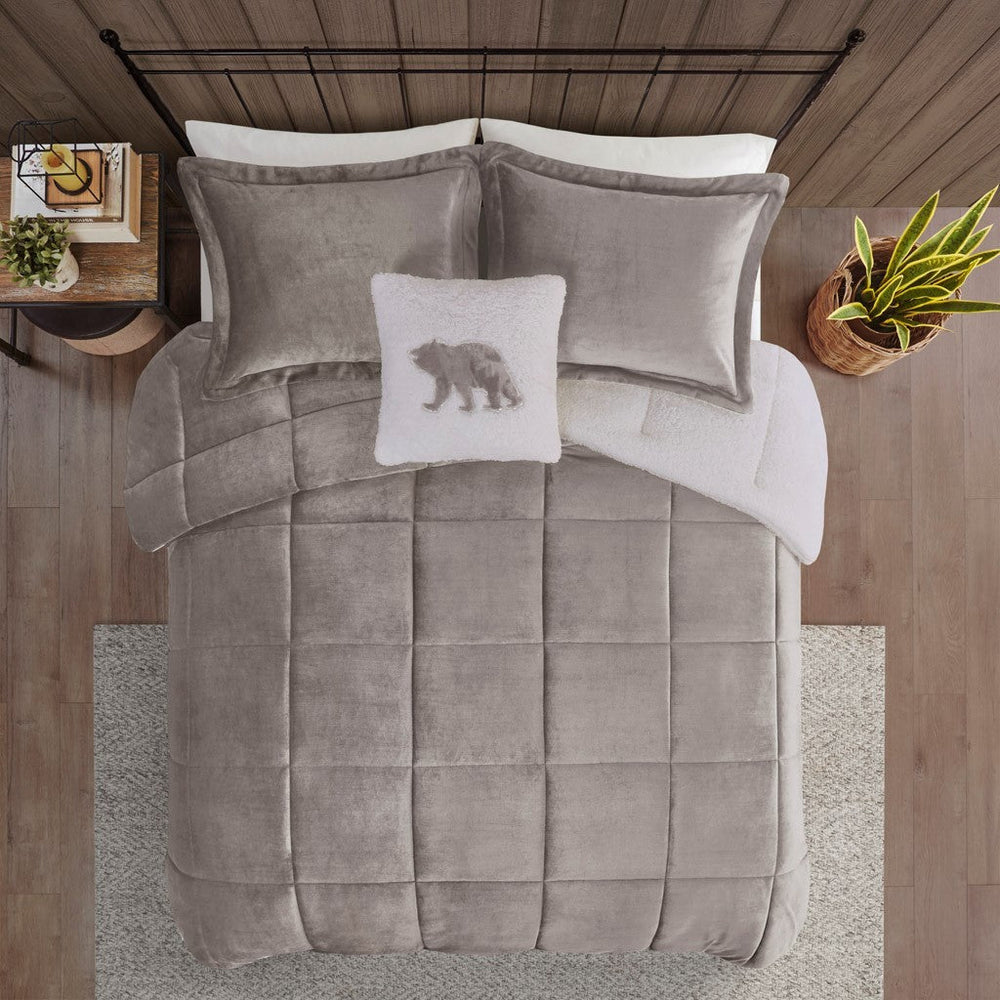Full/Queen Plush to Sherpa Down Alternative Comforter Set Media 7