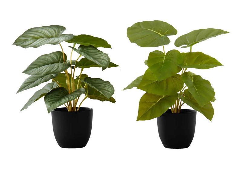 Artificial Plant, 13' Tall, Epipremnum, Indoor, Faux, Fake, Table, Greenery, Potted, Set Of 2, Decorative, Green Leaves, Black Pots