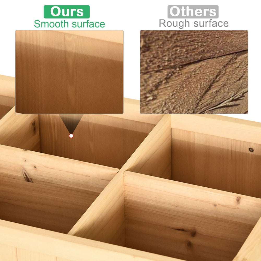 Outsunny 43x18x30in Raised Garden Bed with 8 Pockets and Shelf, Wooden Elevated Planter Box with Legs to Grow Herbs, Vegetables, and Flowers, Natural Media 5