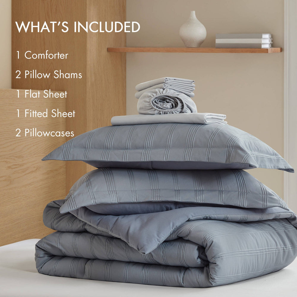 7-Piece Queen Woven Striped Comforter Set Media 11
