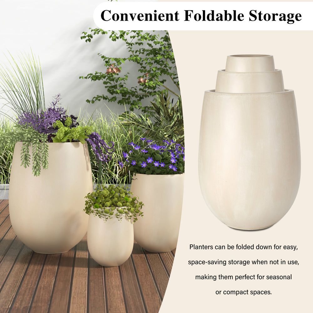 U_STYLE Lightweight Round MGO Outdoor Planter Set-3 Sizes (15.6''/10.74''/7.3''),Large Outdoor Indoor Flower Pots with Drainage Hole,Perfect for Lawn, Patio, Poolside & Indoor Decor Media 7