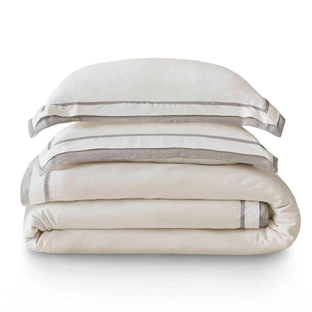 3 Pieces King/Cal King Duvet Cover Set,White+Gray Media 8