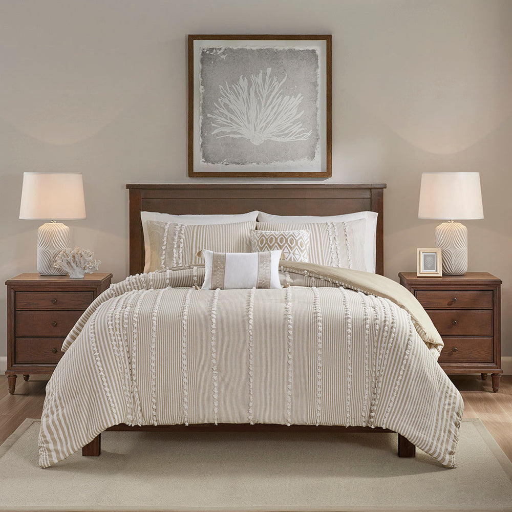 King 3 Piece Cotton Yarn Dyed Duvet Cover Set Media 2