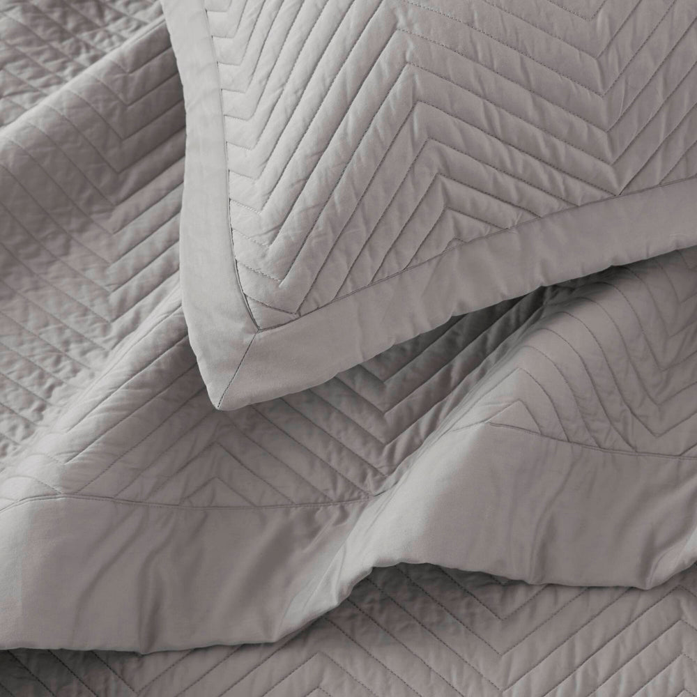 Full/Queen 3 Piece Cotton Quilt Set Light Gray Media 8