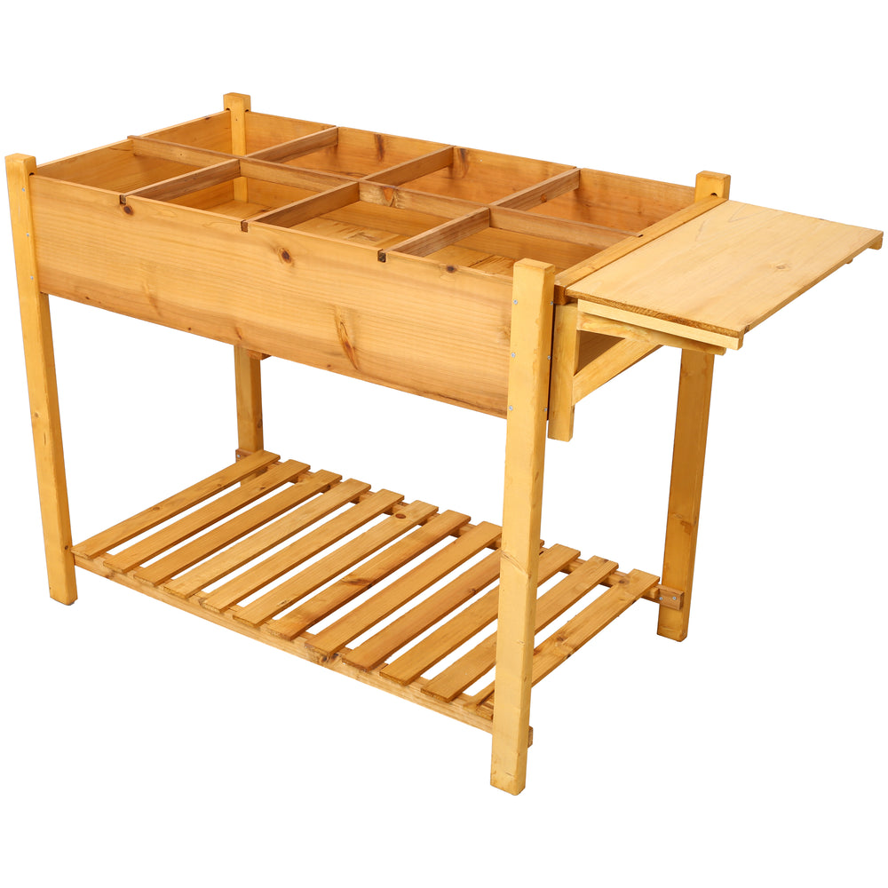 8 Pockets Horticulture Raised Garden Bed Elevated Wood Planter Box Stand with Foldable Side Table and Storage Shelf for Herb/Vegetables/Flowers Media 10