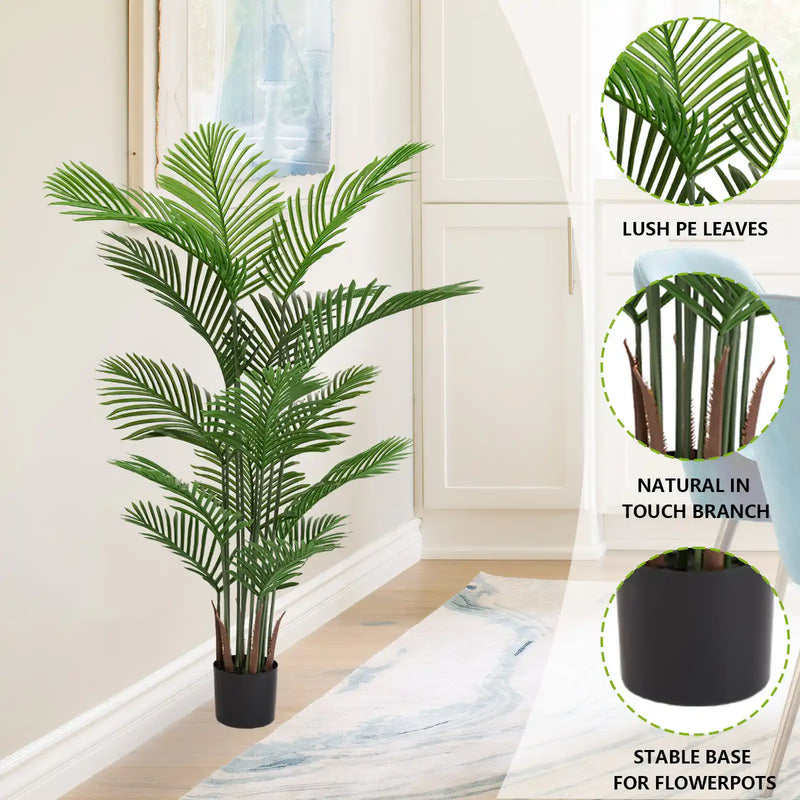 Artificial Areca Palm Plant 160cm Tall Faux Tropical Dypsis Lutescens Tree Green Plastic Indoor Outdoor Décor