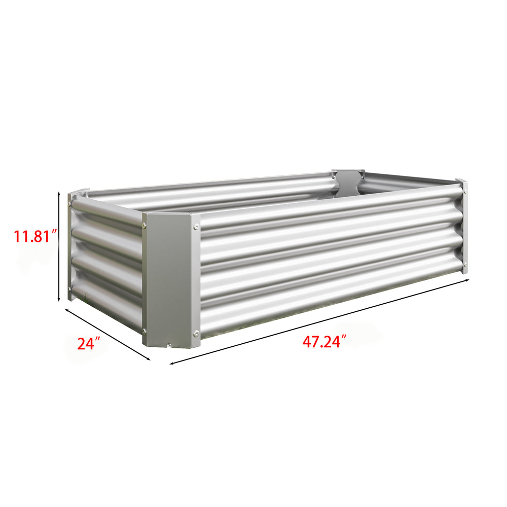 Metal Raised Garden Bed, Rectangle Raised Planter 4×2×1ft  for Flowers Plants, Vegetables Herb  Silver Media 13