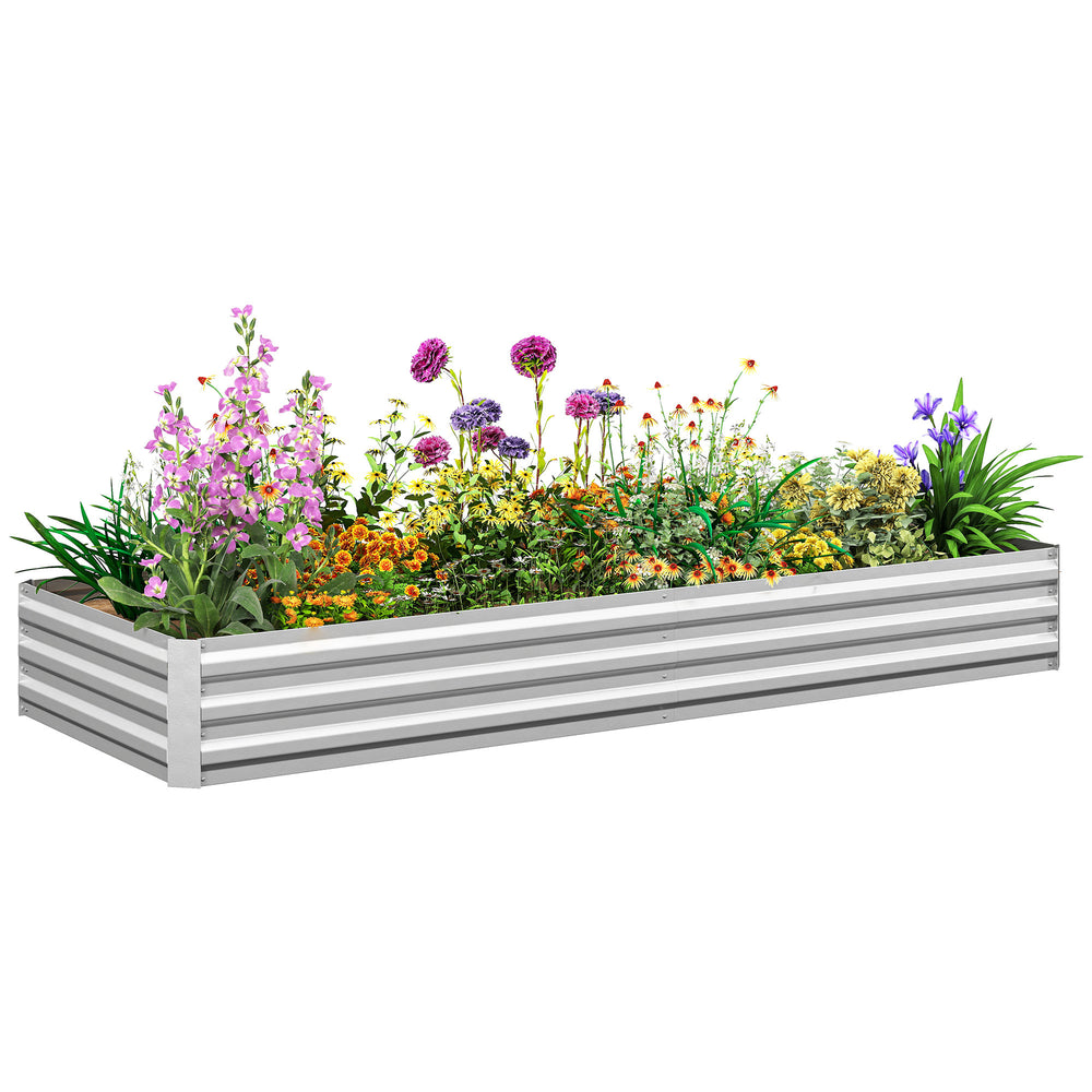 Outsunny 95' x 36' x 12' Galvanized Raised Garden Bed, Metal Elevated Planter Box, Easy DIY and Cleaning for Growing Flowers, Herbs, Silver Media 1