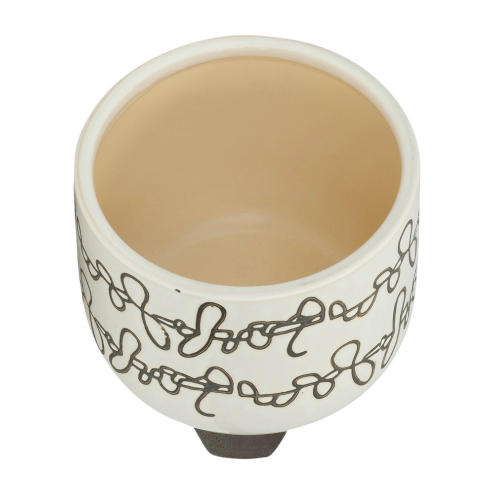 S/2 CERAMIC 6/8' SCRIBBLE FOOTED PLANTER, BEIGE Media 6