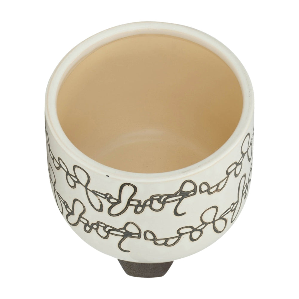 S/2 CERAMIC 6/8' SCRIBBLE FOOTED PLANTER, BEIGE Media 6