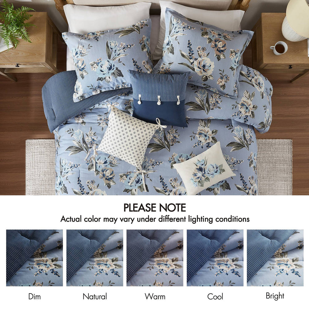 7PCS Queen Vintage Floral Comforter Set Media 6