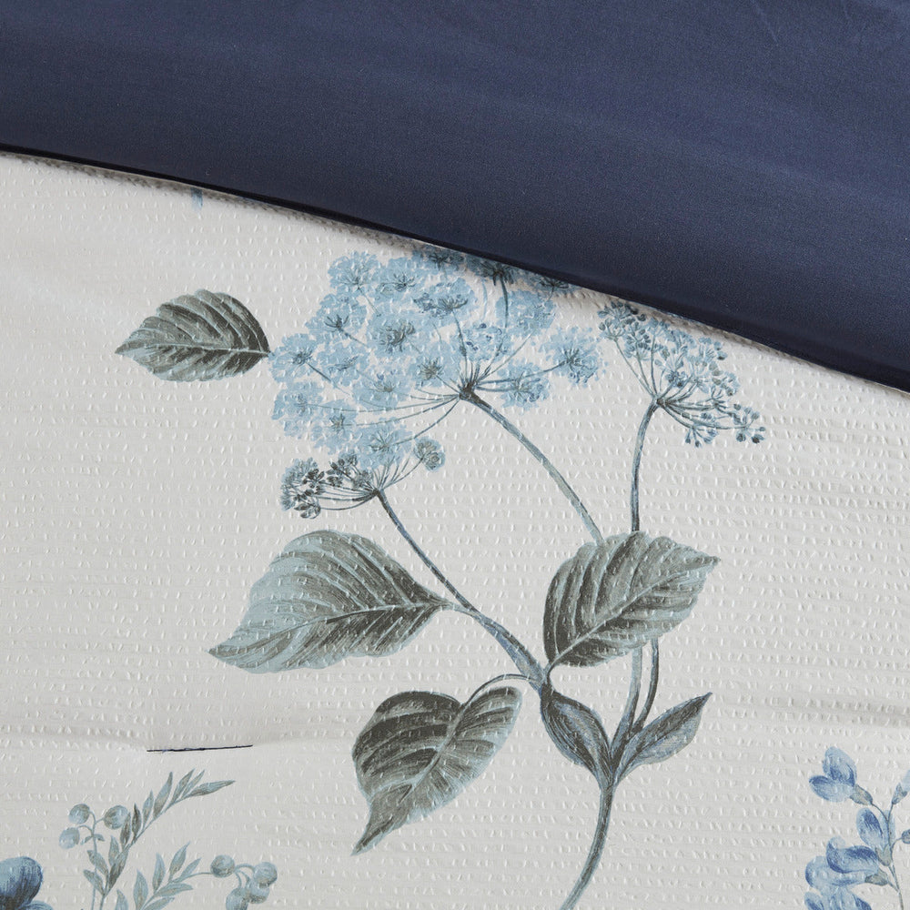 7 Piece Printed Seersucker Comforter Set with Throw Blanket Blue King/Cal King Media 4