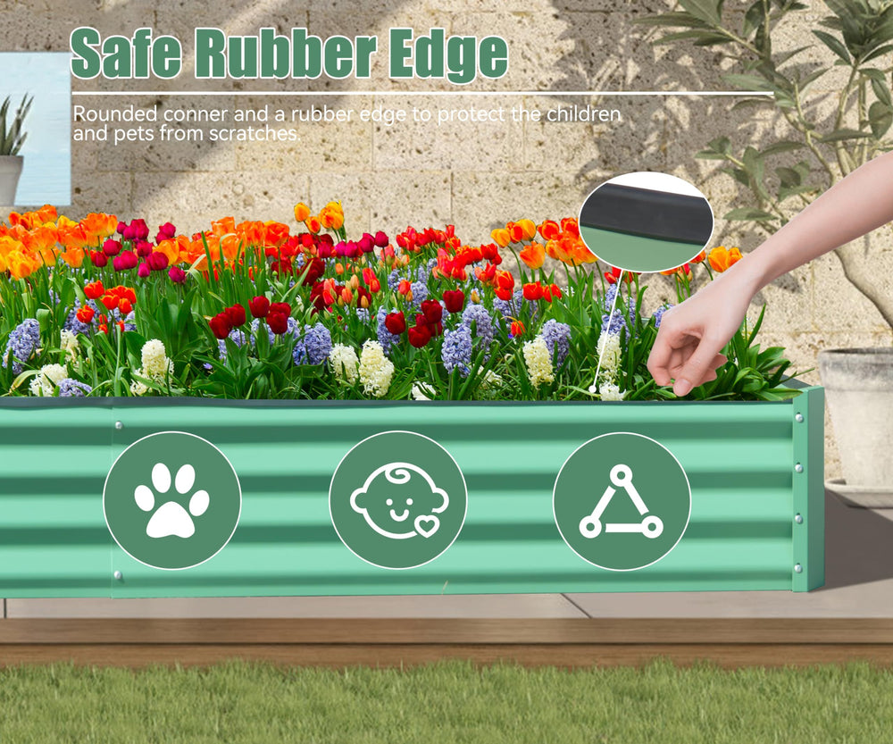 8x4x1 ft Galvanized Raised Garden Bed, Outdoor Planter Garden Boxes Large Metal Planter Box for Gardening Vegetables Fruits Flowers,Green Media 3