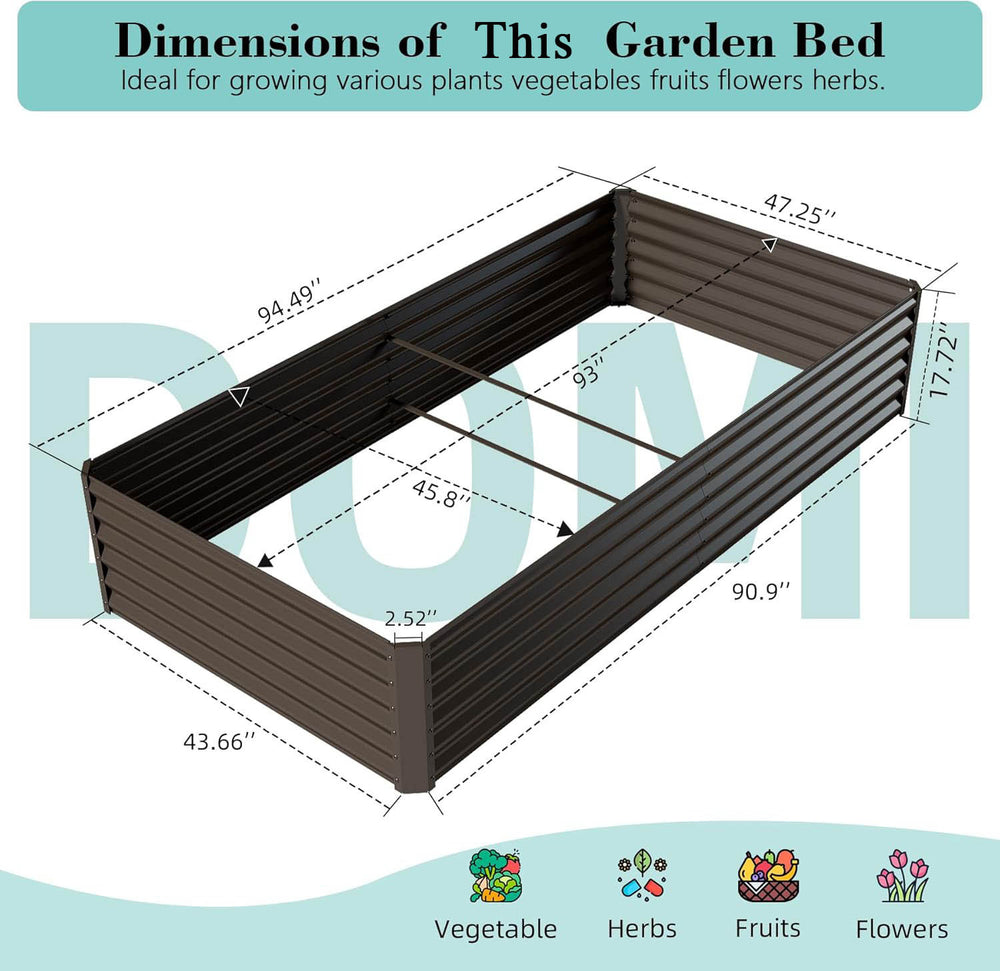8x4x1.5 ft Galvanized Raised Garden Bed, Outdoor Planter Garden Boxes Large Metal Planter Box for Gardening Vegetables Fruits Flowers,Brown Media 4