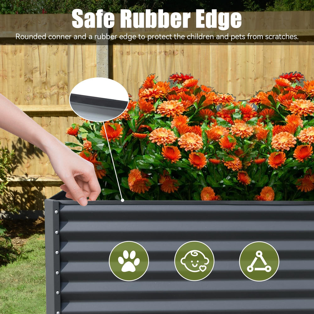 8x4x2 ft Galvanized Raised Garden Bed, Outdoor Planter Garden Boxes Large Metal Planter Box for Gardening Vegetables Fruits Flowers,Gray Media 2