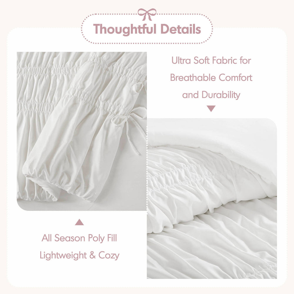 4 Pieces Twin/Twin XL Comforter Set,White Media 5