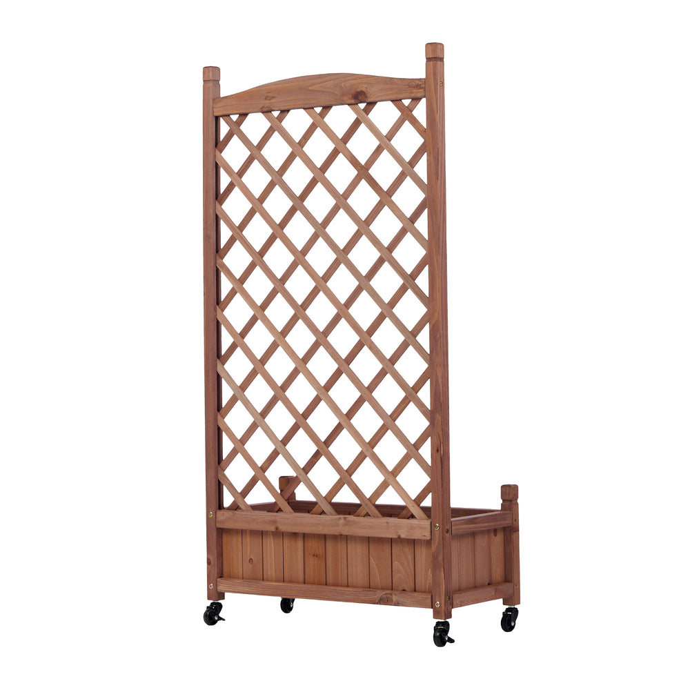 Natural Wood Raised Garden Bed with Trellis 2 Pack, Outdoor Planter Box & Plant Stand for Climbing Plants, Brown Solid Wood, 25L x 11W x 42.3H inches Media 13