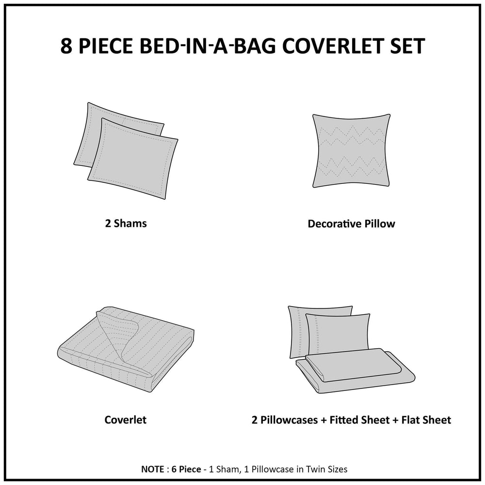 8-Piece Cal King 8 Piece Quilt Set with Cotton Bed Sheets,Navy Media 4