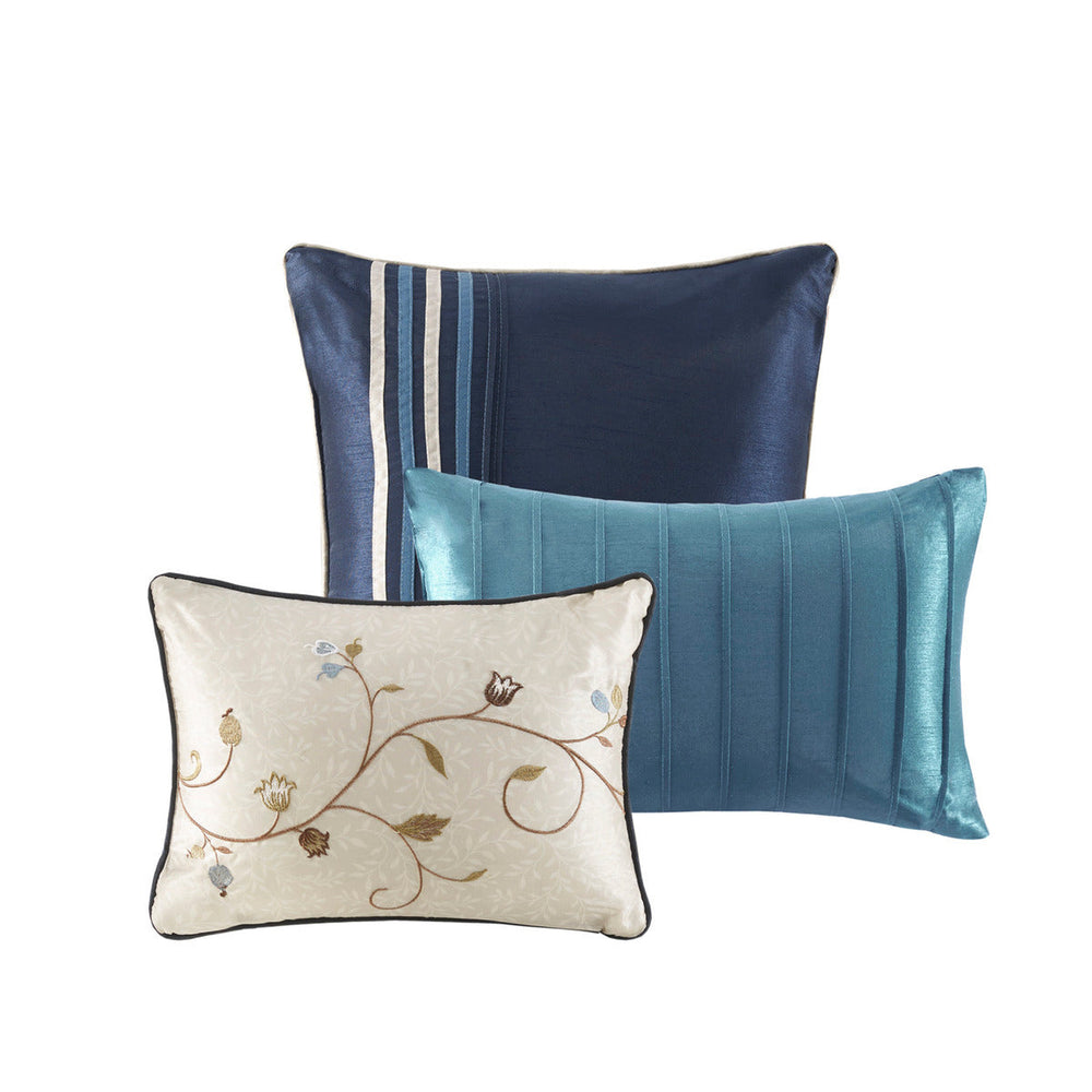 Embroidered 7 Piece Comforter Set Navy King Media 8