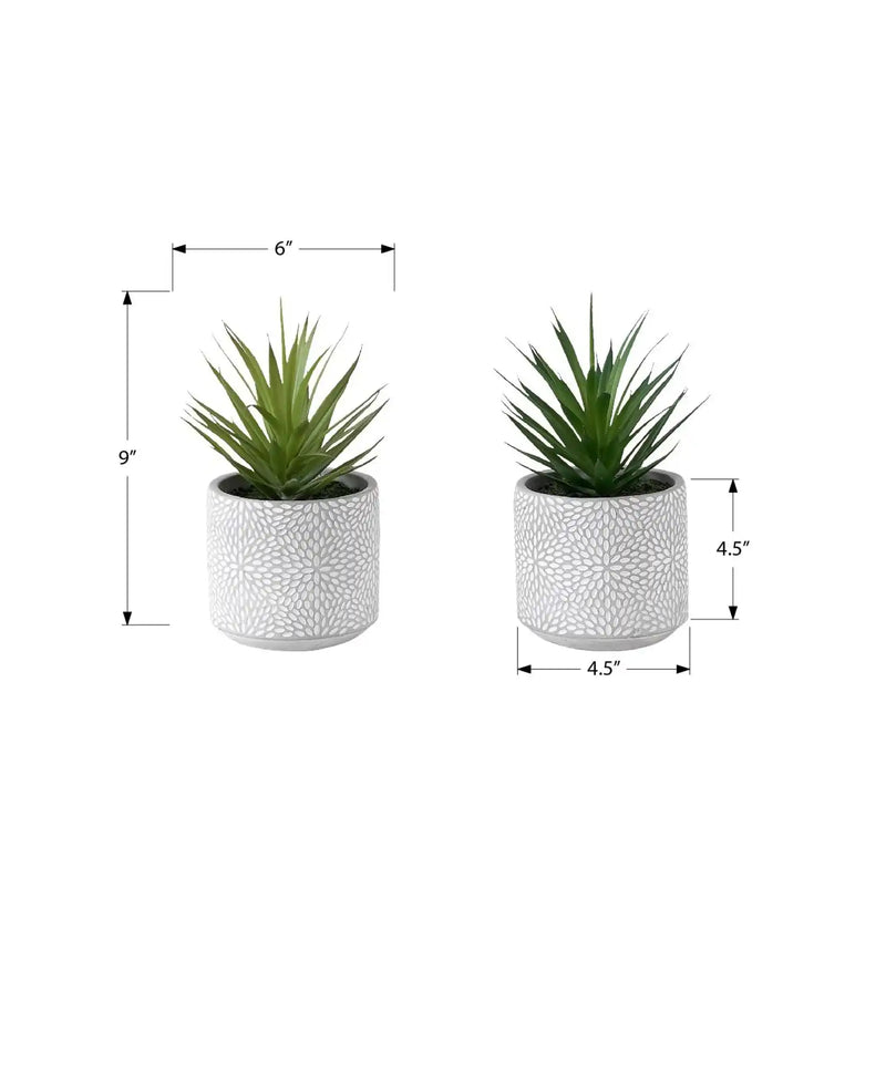 Artificial Plant, Set Of 2, 9' Tall, Succulent, White Cement Pots, Contemporary, Modern