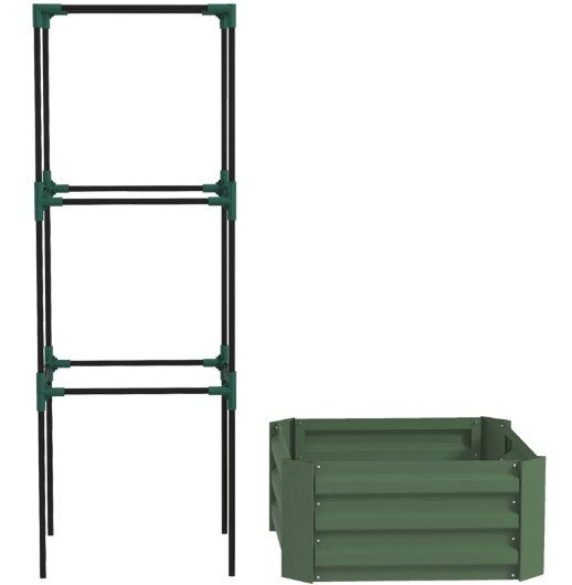 Garden Bed,Galvanized Planter Box,Raised Garden Bed with Cage for Climbing Vines Media 2