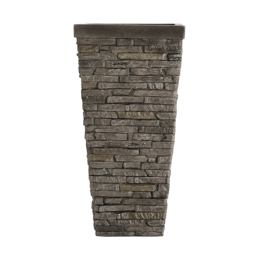 Tall Grey Stone-Effect MGO Planter - Indoor Outdoor Tall Square Plant Pot with Realistic Brick Texture, Weatherproof Heavy-Duty Container for Trees, Shrubs & Large Plants Media 9