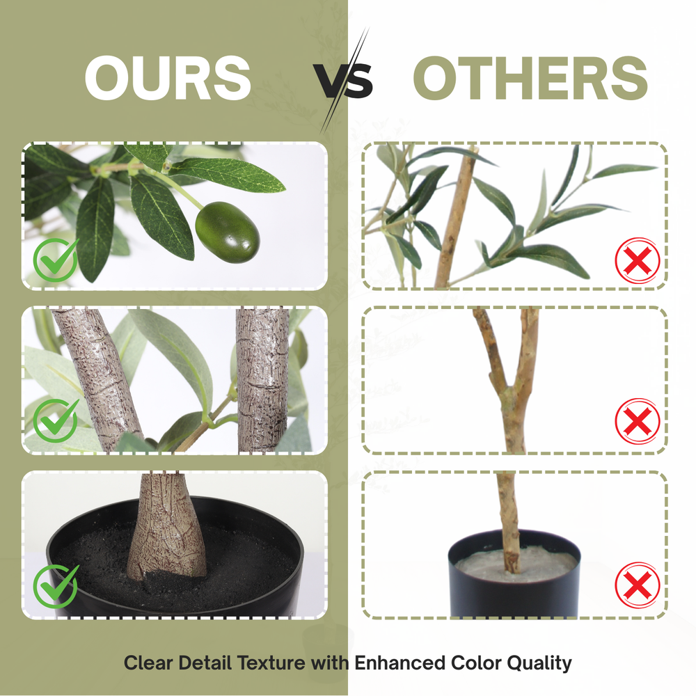 6FT Artificial Olive Tree in Black Plastic Pot, 1pc/set Media 9