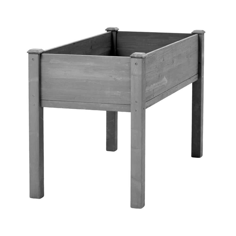 Elevated Wooden Garden Bed 48x24x30 inch with Legs, Premium Gray Solid Wood Planter Box for Outdoor Plants Flowers Fruits Vegetables Herbs Media 14