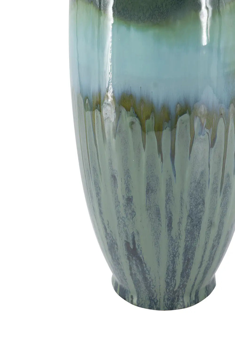 Decorative Ceramic Vase With Blue And Green Reactive Glaze