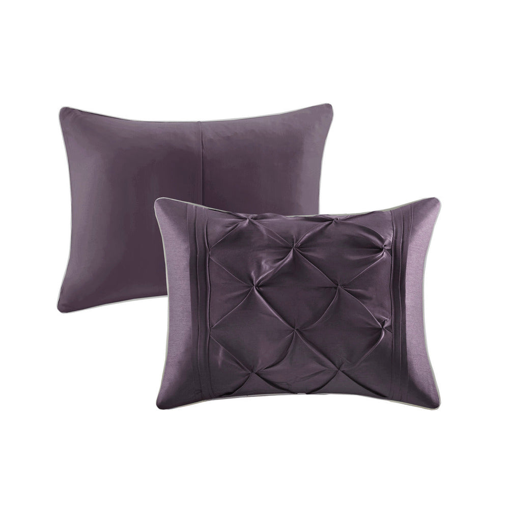 7 Piece Tufted Comforter Set Plum Queen Media 7