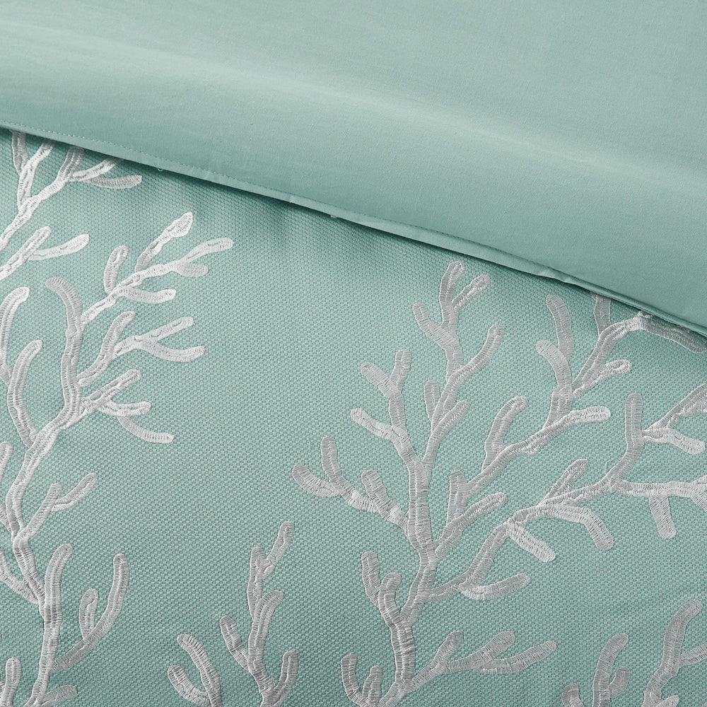 Oversized Cotton Jacquard Comforter Set Aqua Twin Media 4