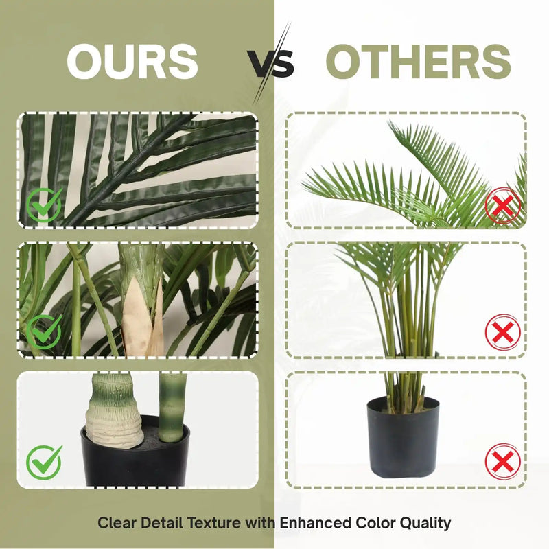 6FT Artificial Palm Tree with Black Plastic Pot, Tropical Fake Plant for Indoor Outdoor Decoration, Faux Palm, 1pc/set