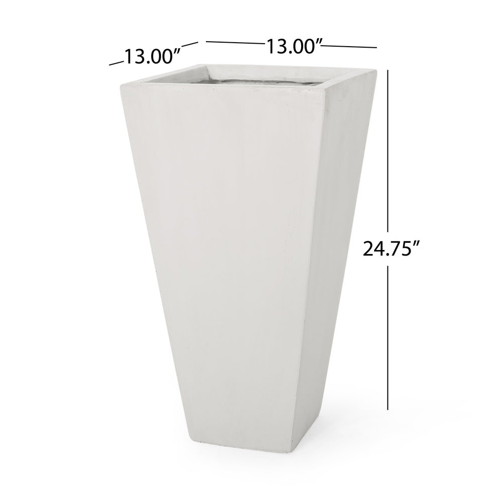 13' Outdoor Modern MGO Small Cast Stone Planter, Matte White Media 3