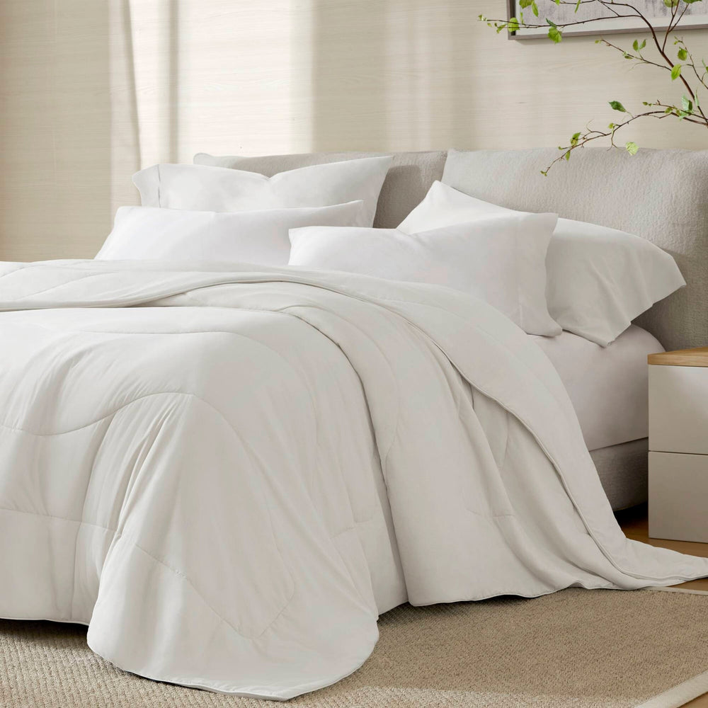 1-Piece King/Cal King Reversible Tencel Comforter Blanket,White Media 7