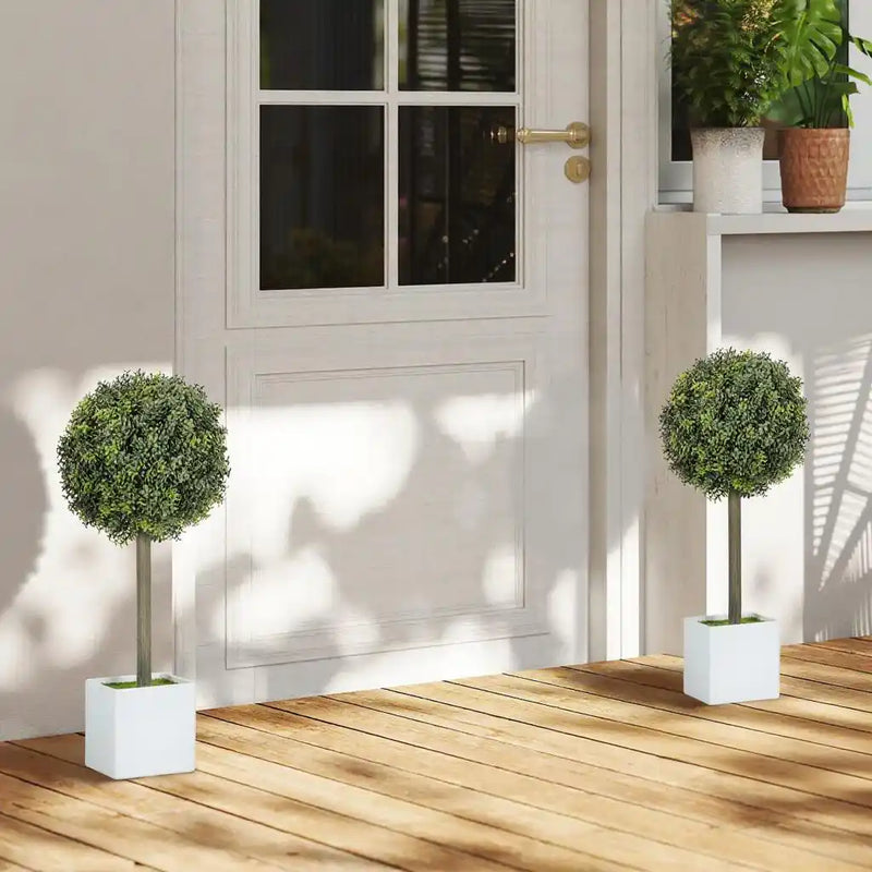 2 pcs Artificial Plants Fake Boxwood Topiary Balls with 114 PE Leaves