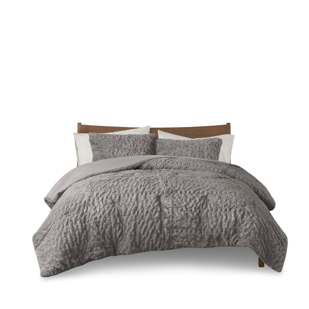 Full/Queen Ruched Fur Down Alternative Comforter Set Media 5
