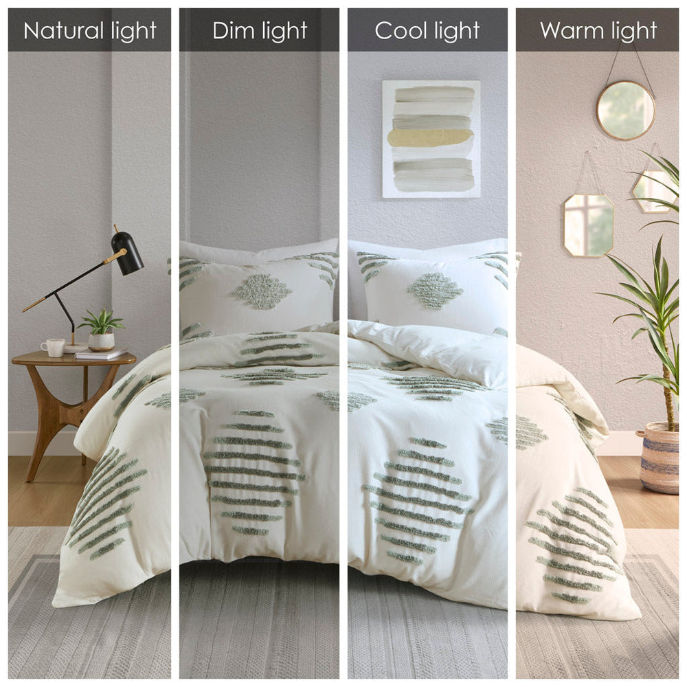 Full/Queen 3 Piece Cotton Blend Chenille Duvet Cover Set Media 4