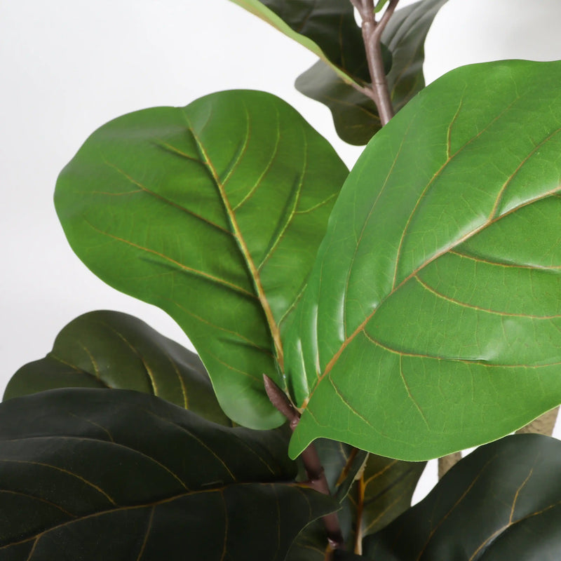 6FT Real Touch Fake Fiddle Leaf Fig Tree in Black Plastic Pot with Green Fabric Leaves, Indoor Decor for Home Office Living Room Corner