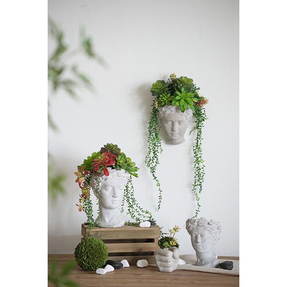 6.7x5.5x8.7' Visage Cement Wall Planter Wall Vase, Small Media 8
