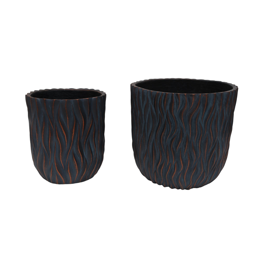 Large Round Planters Set of 2 (15.75'x14.96' & 12.2' x13.39'') - Lightweight Magnesium Oxide Plant Pot with Texture -Concrete Planter Pots with Drainage Hole – Indoor & Outdoor Use Media 5