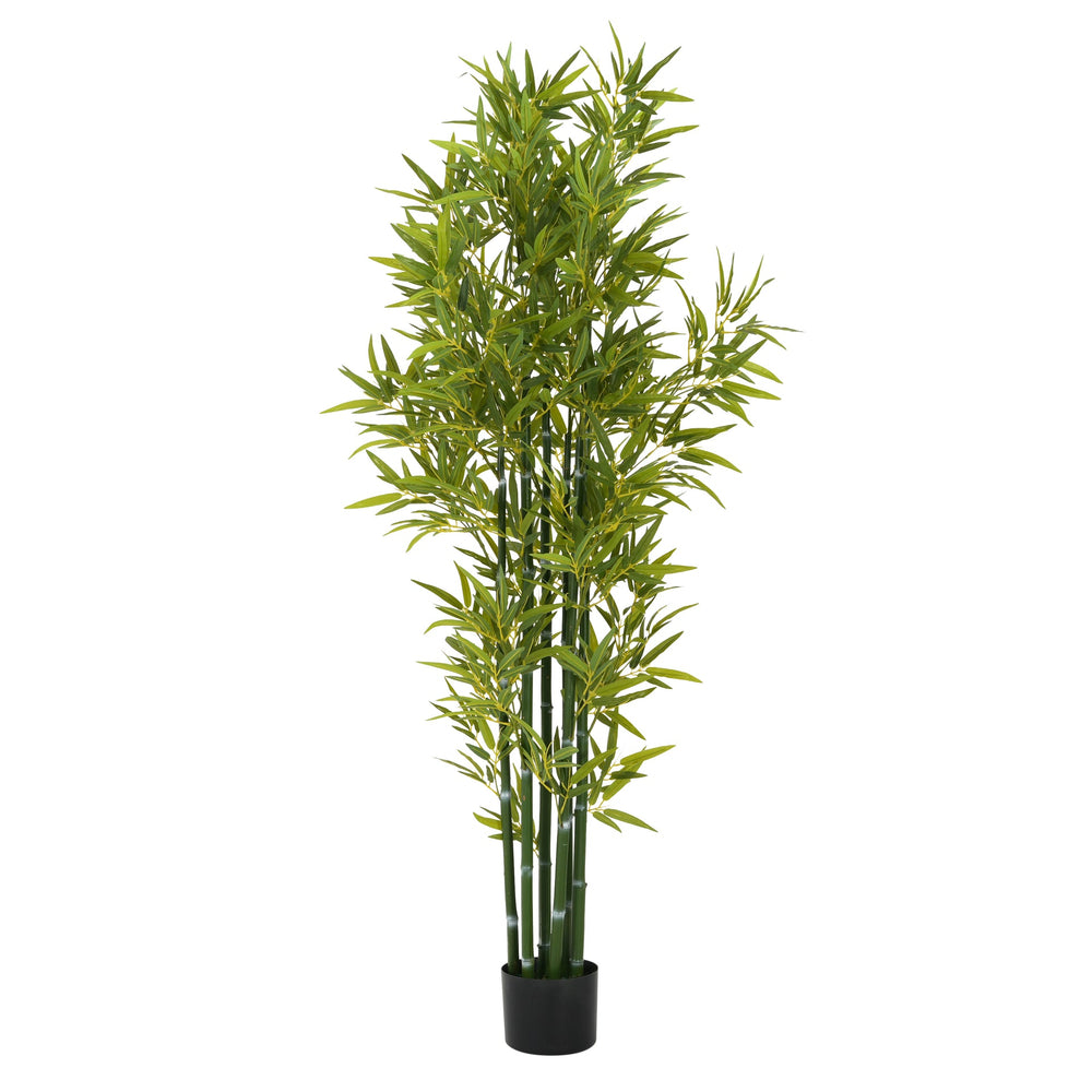 72' Artificial Bamboo with Black Plastic Pot, Set of 2 Media 6