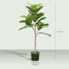 Fake Plant, Artificial Fiddle Leaf Fig Tree, Potted Plant with 28 PEVA Leaves and Flocked Soil, Green perspective