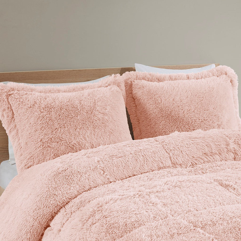 Full/Queen Shaggy Long Fur Comforter Mini Set Media 5