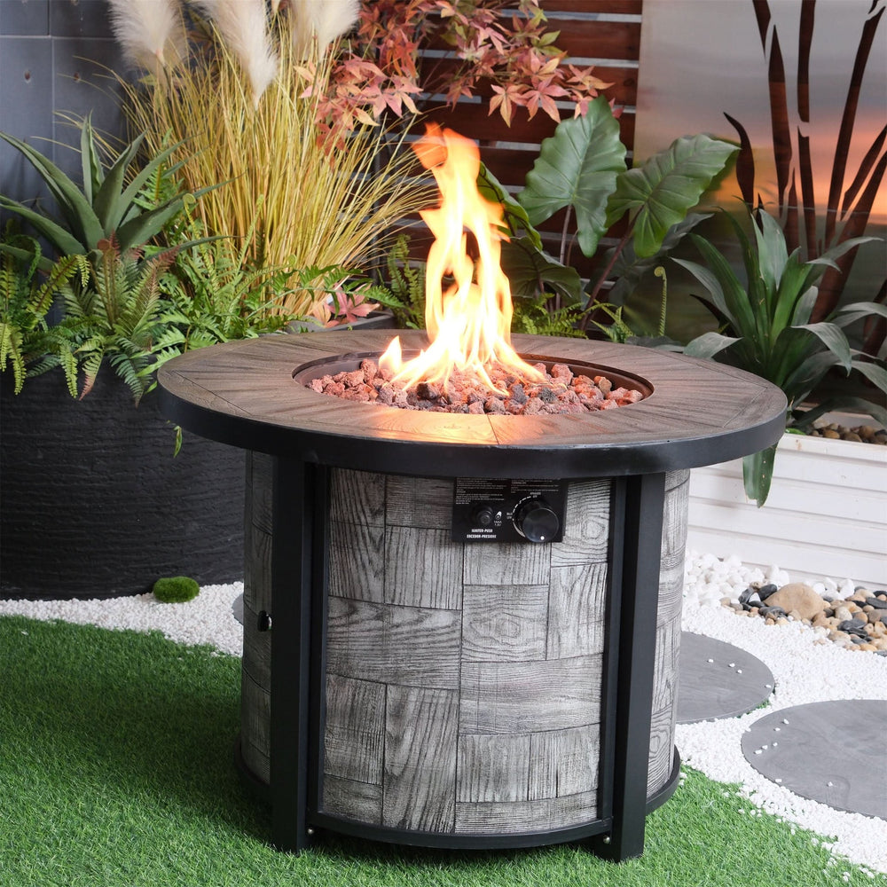 Outdoor Propane Fire Pit Concrete Stonecrest & Lava Rocks Cover Included Media 18