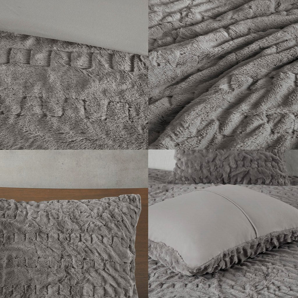 King/Cal King Ruched Fur Down Alternative Comforter Set Media 6