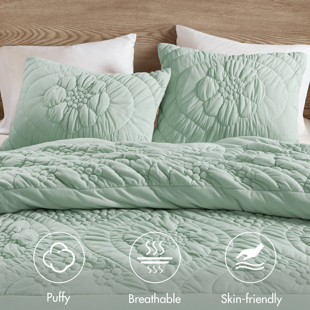 3-Piece Full/Queen Comforter Set,Sage Media 9